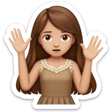 girl that doesn't care, she is like whatever, brown long hair, cute dress and her hands showing like i don't know whatever, make her look little bit bored sticker