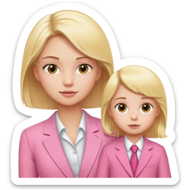 Blond girl pink suit with child sticker