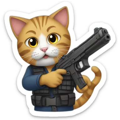 Cat-with-gun sticker