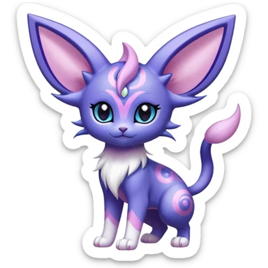Shiny Exotic Cute Adorable Majestic Espeon-Purrloin-Delcatty-Meowstic-Hybrid-Creature with pattern-markings sticker