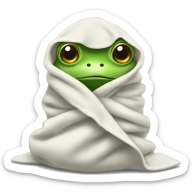 Baby frog wrapped in a towel sticker