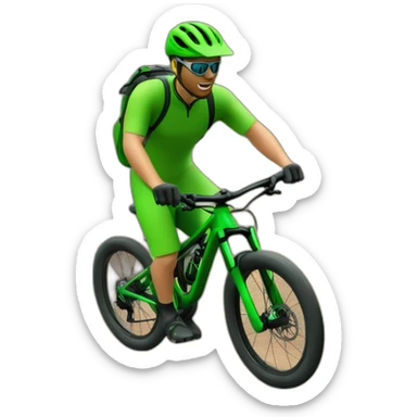 Mountain biker con green bike saltando un charco sticker