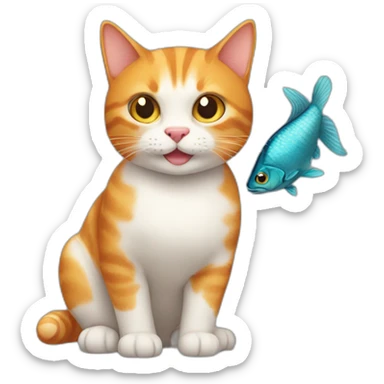 a ginger cat with a belly full of fishes sticker