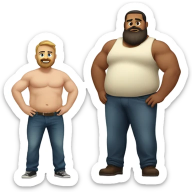 Very Fat bearded man and fit muscled husband sticker