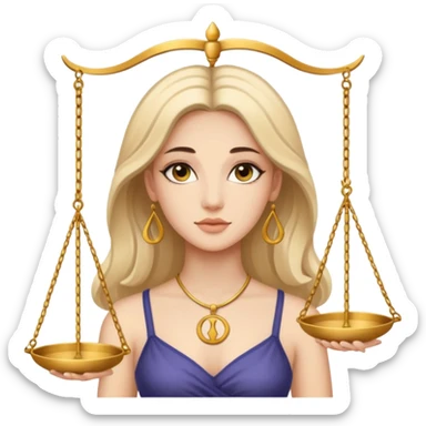 Libra woman emoji, graceful, with Libra symbol sticker