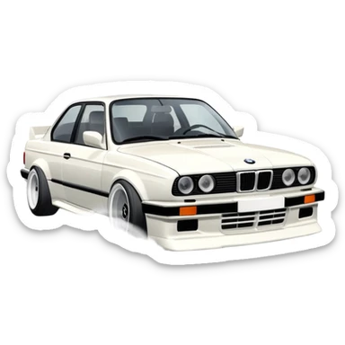 White bmw e30 drifting sticker