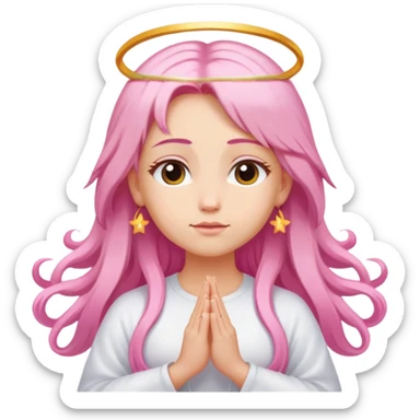 Blonde woman angel with long hair meditating with pink hair clips sticker