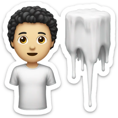 Person hair is balck and he is white and he wird glaces and There is a box on the left sticker