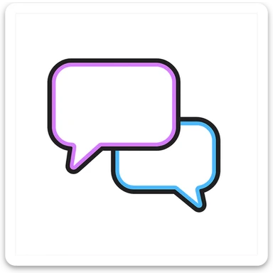 Make the chat conversation bubbles transparent, keeping only the purple and blue outlines and shapes, with no background. sticker