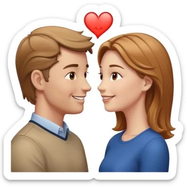 a person chatting up another person, one white male, one white woman facing each other talking sticker