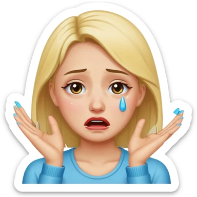 girl crying with acrylic nails with no money in hand sticker