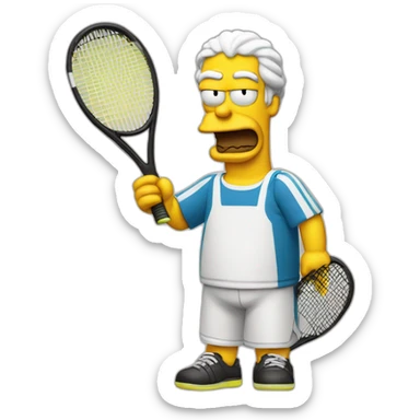Homer qui fait du tennis au dessert sticker