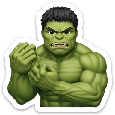 big muscular green cool hulks fist with 5 fingers sticker