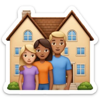 family of 4 inside a house outline sticker