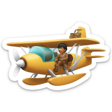 Indigenous man riding in a plane  sticker