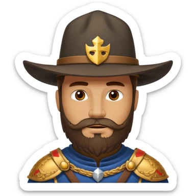 a western knight with full beard, wearing hat sticker
