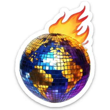 Disco ball on fire sticker