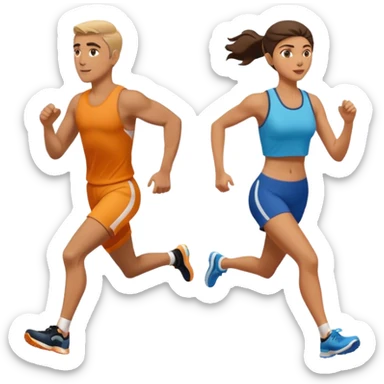 running iranians, full length, profile, man and woman sticker