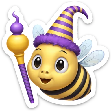 a Bee with purle Birthday Hat, Bee blowing party horn sticker