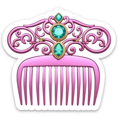 pink comb with jewelry sticker