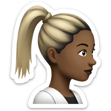 Side profile of women with black high ponytail and black dot on face  sticker
