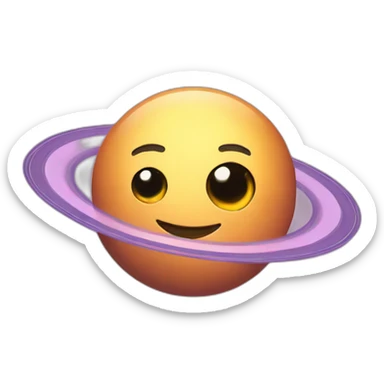 planet Saturn with a cartoon smiling face with big courageous eyes sticker