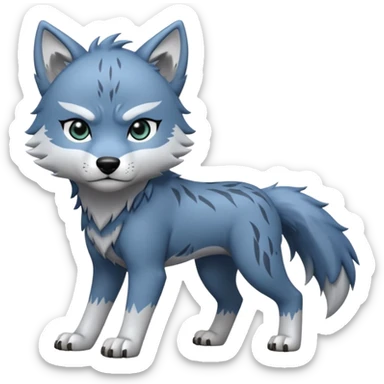 Toony Chibi bluish-silvery Cool Edgy Scarred Badass Ginga Nagareboshi Gin/Silver Fang the wolf (full body) (feral) (4 legs) (canine) with 3 slash marking scars on his forehead  sticker