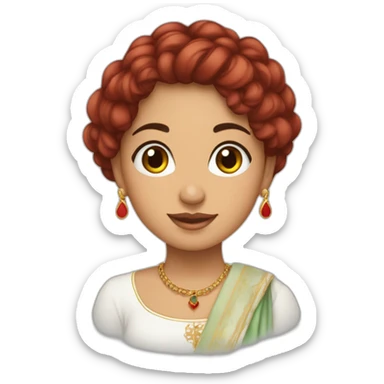 Une fille marocaine au cheveux bouclés avec le drapeau du Maroc sticker