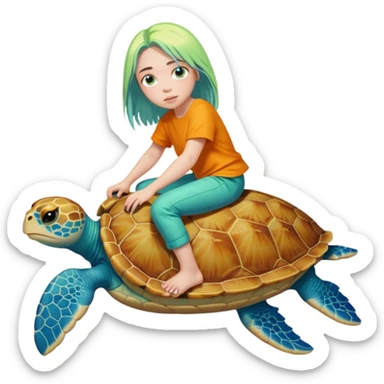 Billie eilish riding a turtle sticker