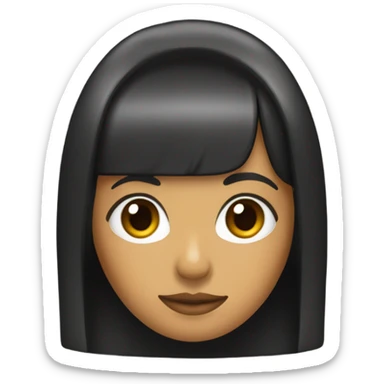chica de frente, con cabello negro y flequillo, con ojos marrones sticker