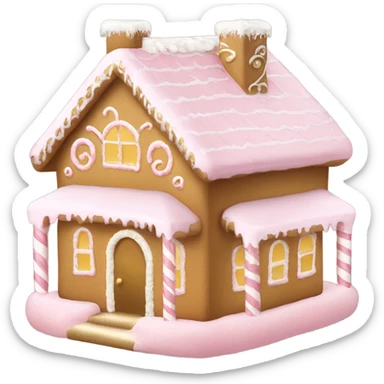 light pink and gold and white gingerbread house sticker