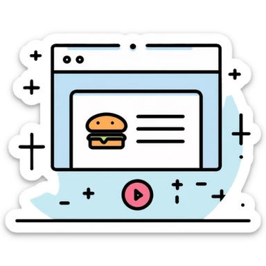 Website header with navigation menu, logo placement, and hamburger menu icon sticker
