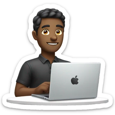 man with laptop rate with 5 stars sticker