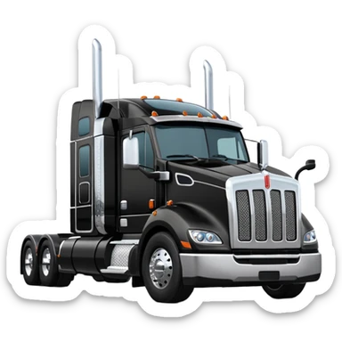 2026 Black Kenworth T680 Flat Top Semi Sleeper with stacks make realistic sticker