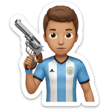 haz un turro con una biszera para atras y con un arma remera argentina pero arma de fuego que tenga un revolver  solo sticker
