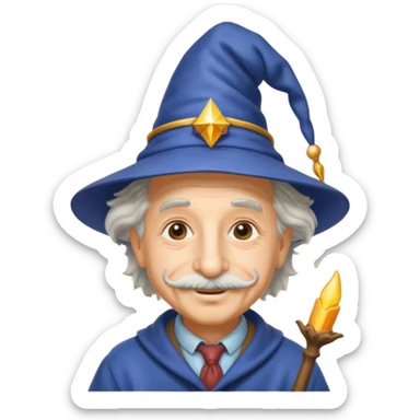 Albert Einstein, wearing wizard hat custome sticker