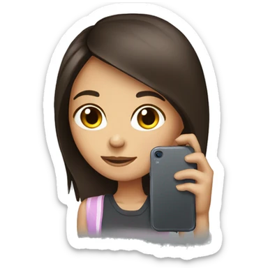 brunette girl showing her phone sticker