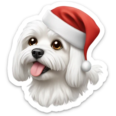 Maltese dog with Santa hat sticker