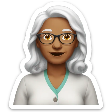Grandma emoji, wearing cat-eye shaped rim glasses and long red hair sticker