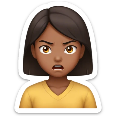 Asian girl waking up angry  sticker