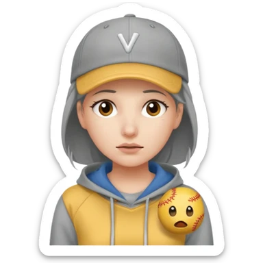 Female tech developer going back to work after christmas holidays, looking tired and wearing a hoodie and a baseballcap that says "SVT Nyheter" sticker
