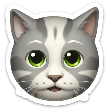 Chat rayer gris et crème avec les yeux vert et entouré d’une ligne crème sticker