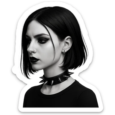 goth black white profile pic 3d  , remove background  sticker