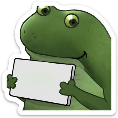 Bufo frog holding a sign sticker