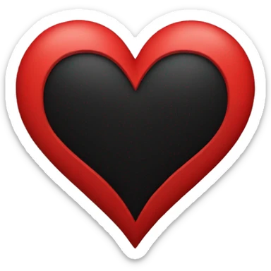 Half red half black heart sticker