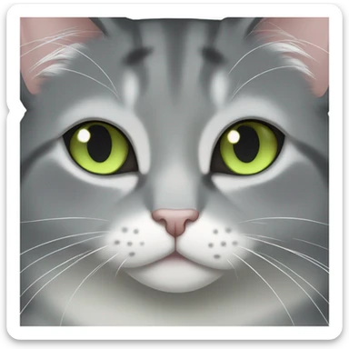 grey tuxedo cat with light green eyes sticker