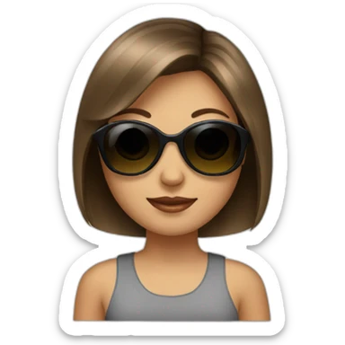 Girl with brunette Bob Hair Style with Sunglasses on their had sticker