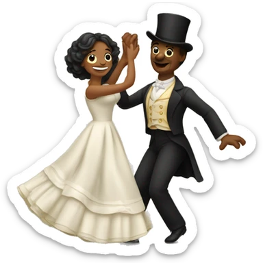 Pareja bailando en la época del romanticismo  sticker