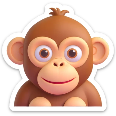 a monkey with furrowed brows, concentrating sticker
