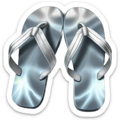 Realistic metallic silver and tie dye pair of summer flip flops isolated. sticker